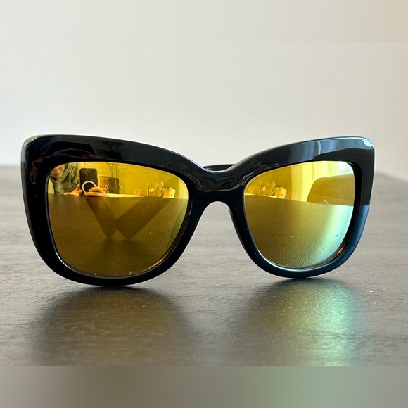 Quay Australia Breath Of Life Shiny Yellow Mirrored Lenses Oversized Sunglasses - Picture 3 of 11